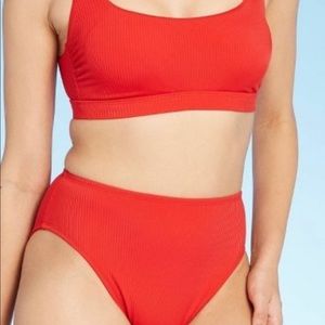 Target Kona Sol textured high waist bralette bikini red